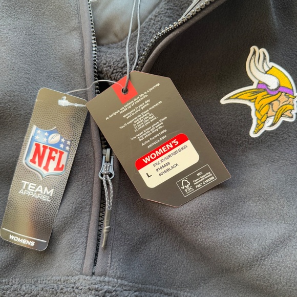 Antigua MN Vikings Fleece Pullover Black Size L - Picture 3 of 12